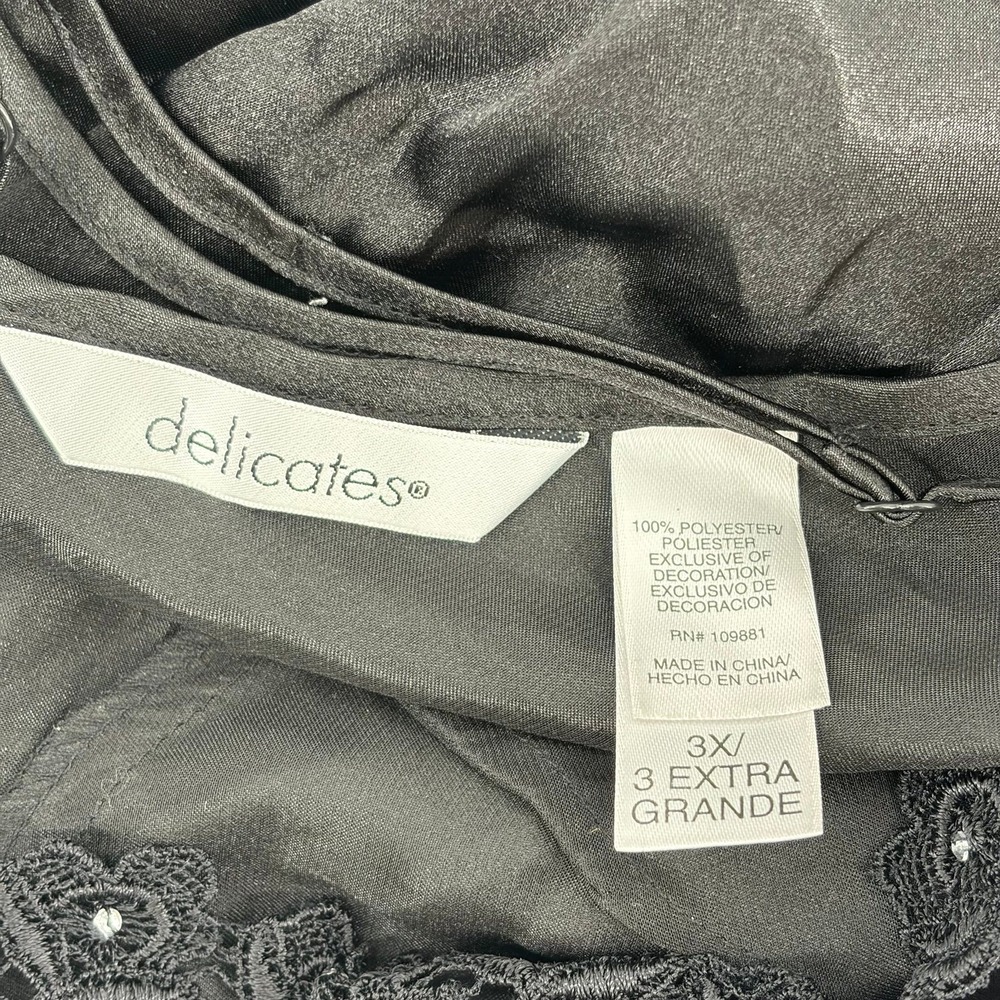 Delicates Black Plus Size Nightie Long Gown Lingerie Size3X Silky Sexy Feminine - Picture 7 of 8